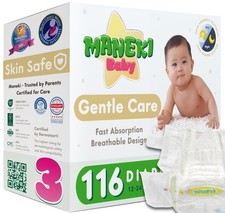 Baby Diapers, Size 3 12 24 lbs , 116 Count, Keeps Skin Dry, Slim When Full
