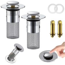Stainless Steel Floor Drain Filter,Bathroom Sink 0.5"W x 0.5"H, Silver 2