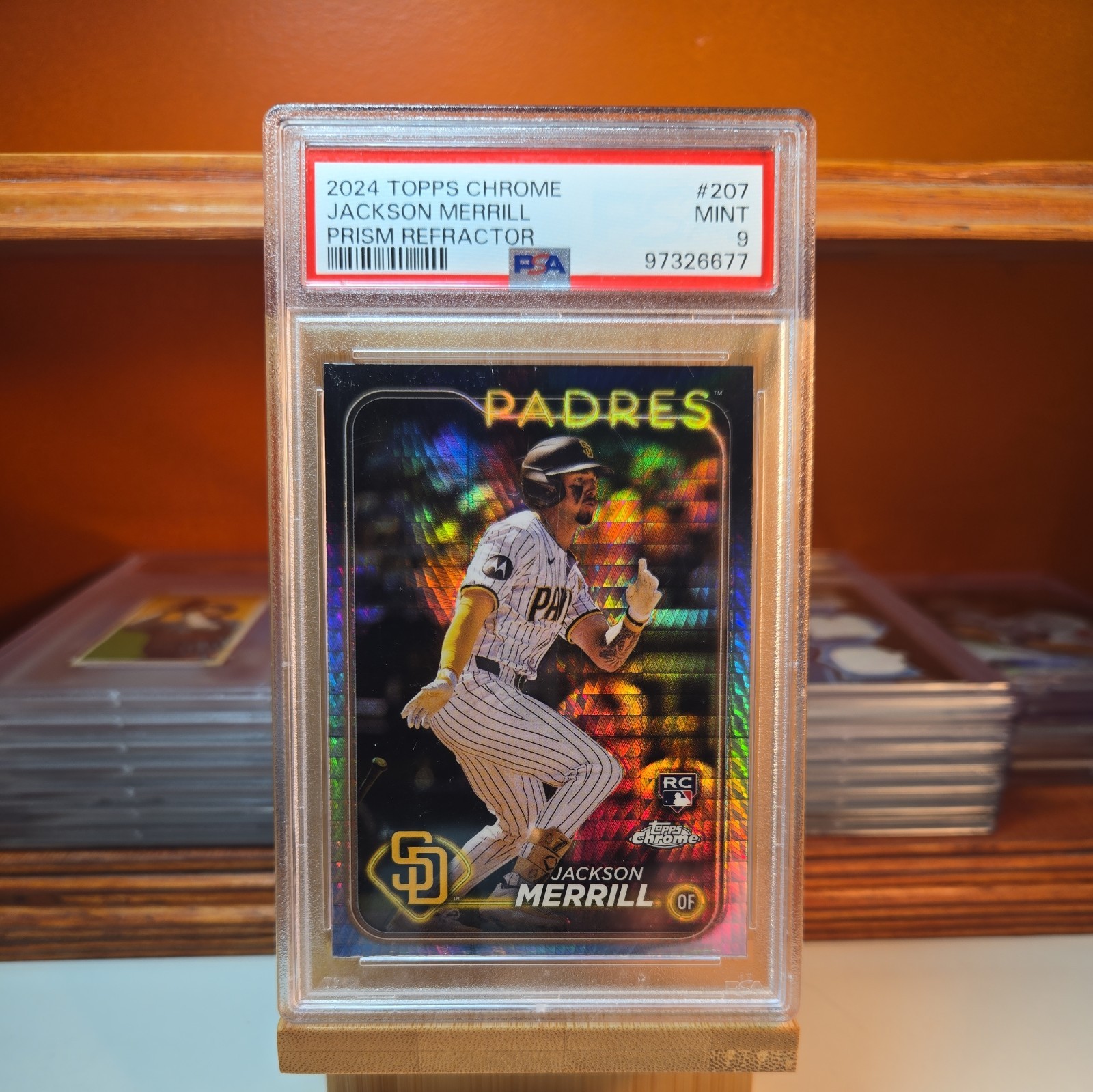 2024 Topps Chrome Jackson Merrill RC Prism Refractor #207 PSA 9 Rookie Padres