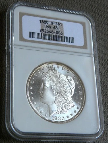1880 S MORGAN SILVER DOLLAR ~ NGC MS65 ~ BRIGHT & SHINY LIGHT EDGE TONE.