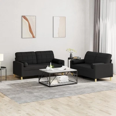 Ensemble de Canapés avec Coussins Sièges Salon 2 pcs Gris Foncé Tissu vidaXL - Photo 1/4