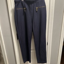 Michael Kors Women s Pull Up Blue Knit Pants With Gold Zippers M