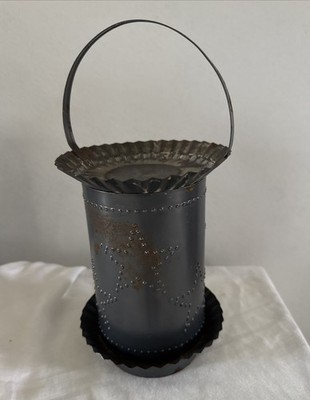 VTG Punched Tin Star Accent Lamp Black Primitive Farmhouse Needs Rewire 12 