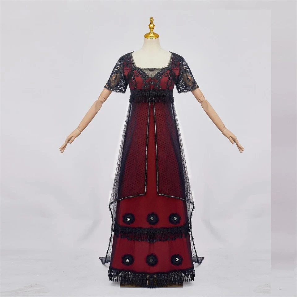 Titanic Rose Cosplay Costume Lace Dress Romantic Evening Gown Regency Long Dress - Image 4 of 4