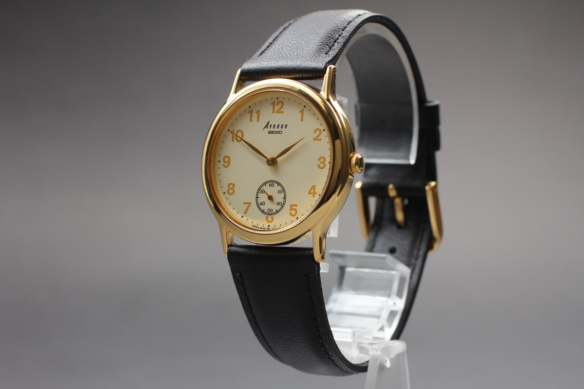 Vintage 1989 N MINT Seiko Avenue 2K23-6070 Small Second Gold Qz 