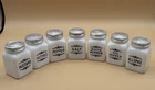 Vintage Frank Tea & Spice Co. / Dove Milk Glass Spice Jars – Set of 7 – White