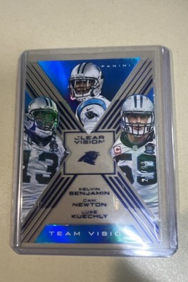 2015 Panini Clear Vision Team Vision Cam Newton, Luke Kuechly, Benjamin Blue /99
