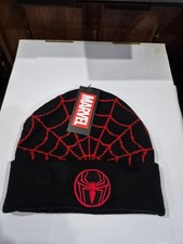 MENS MARVEL SPIDER WEB SPIDERMAN BLACK BEANIE...