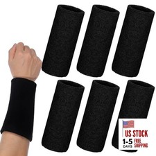 6 Pcs 6 Inch Wrist Sweatbands Wrist Sweat Bands for Men Women Elastic Athletic