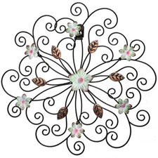 12 Inch Metal Flower Wall Decor with Rust Leaf Large Floral Metal Wall Art In...