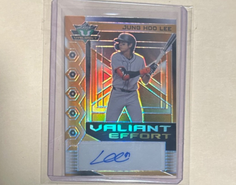 #1/1 JUNG HOO LEE AUTO LEAF VALIANT EFFORT GOLD PRISM AUTOGRAPH GIANTS SSP 1/1 ! view 5