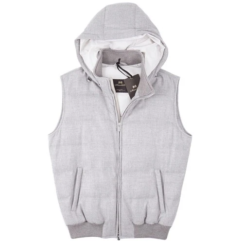Enrico Mandelli Soft Flannel Wool-Cashmere Down Vest with Hood M (Eu50) NWT - product listing photo