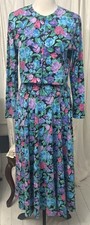 Vintage Floral Skirt Set Expo Womens Size 8 Button Up Crop Top 80s Does 40s