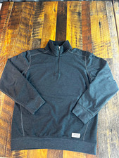 Eddie Bauer Men's S Gray Fleece 1/4 Zip Pullover Mock Neck Logo Sweatshirt