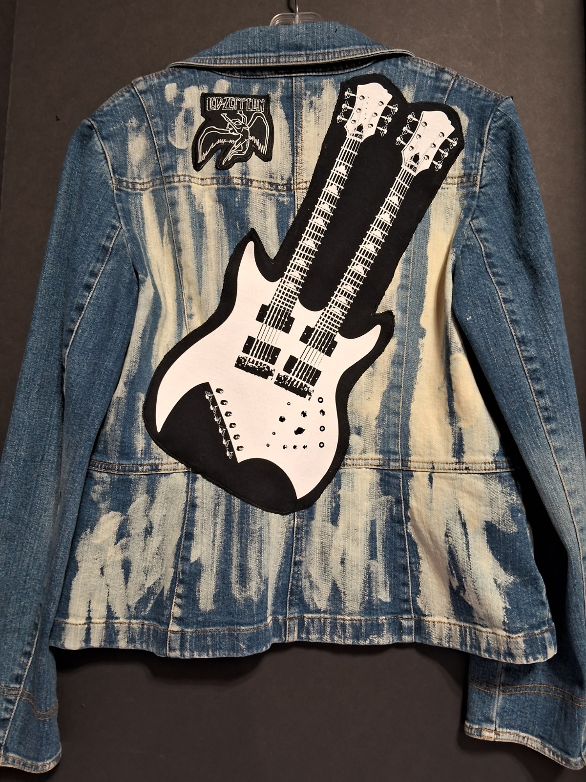 Chaqueta Rocker ESTILO Denim Loft LED ZEPPELIN Talla 12 Intervenida