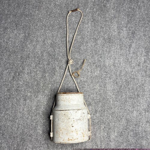 Antique Metal Milk Cream Can Pail with Filter & Rope Handle Hanging Barn Decor