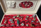 Vintage Lot Of  35 Costume Jewelry Ring Lot Gold Silver Tone Rhinestone Cocktail