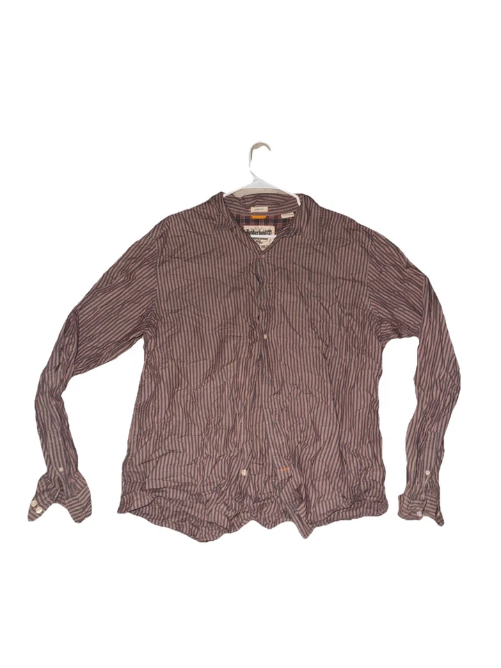 Timberland Hombre Camisa a Cuadros Rojo Azul Blanco Rayas Abotonada Talla XXL 2XL Foto 4 de 4