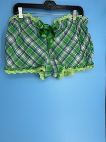 Y2K Pout Victoria&rsquo;s Secret Cotton Green Plaid 2 Pieces Pajama Set Size: M