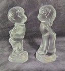 Vintage FENTON Crystal Figurines Kissing Boy & Girl Velvet Glass Satin Set of 2  — photo 1