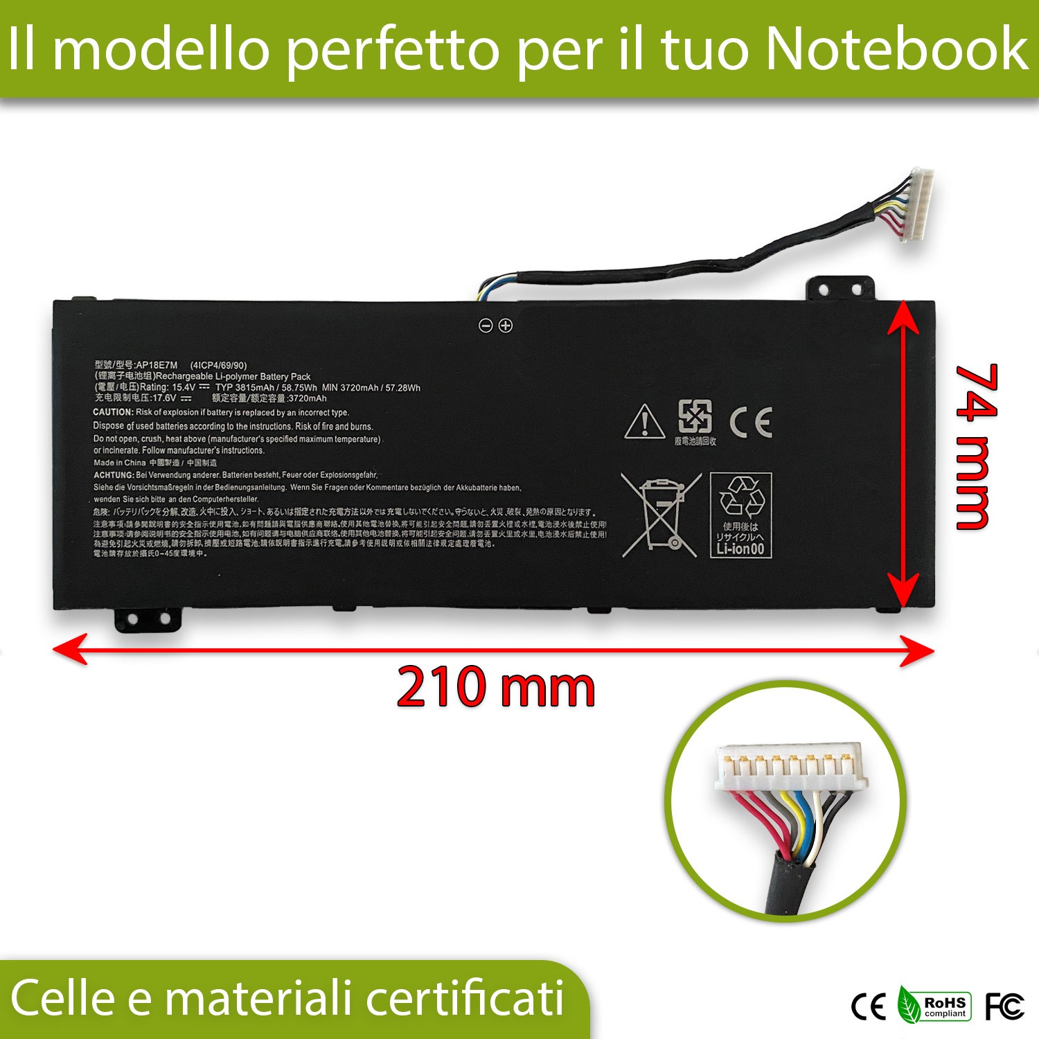 Batteria Acer Nitro 5 AN515-54 AN517-51 15.4V | Ricambio Alta Qualità - 2