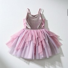 Cat  Jack Pink Sequin Tutu Girls Dress with Layered Tulle Skirt L 10/12 