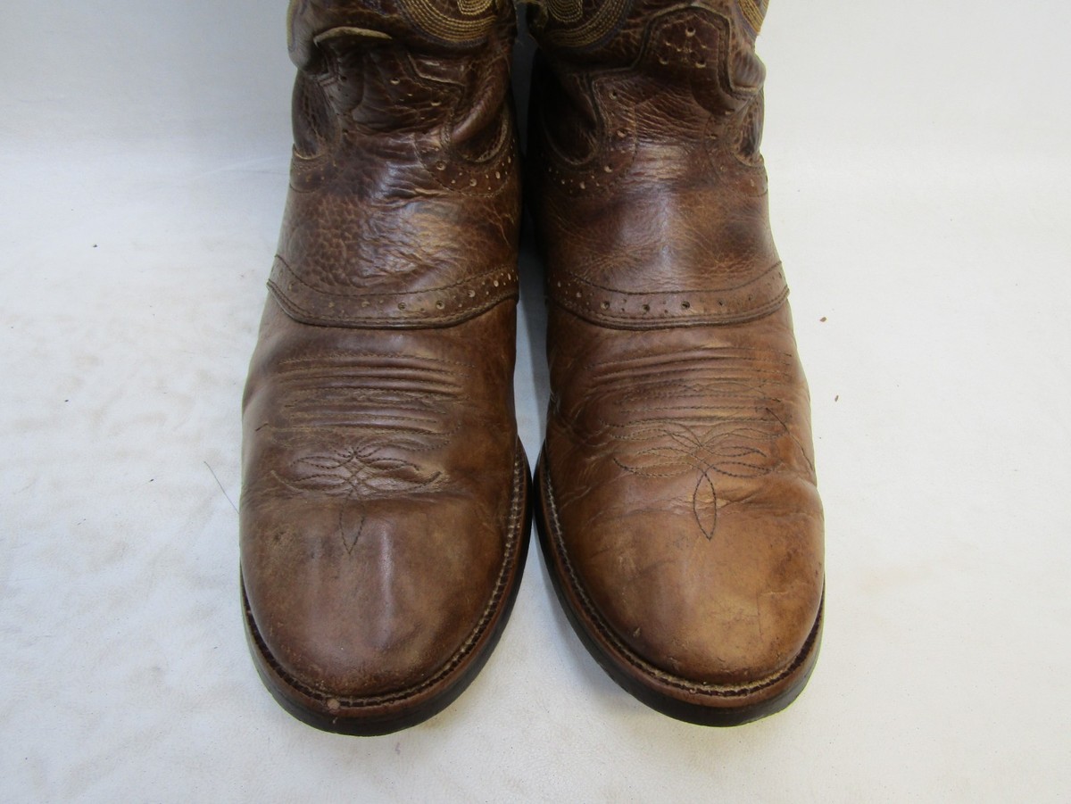 Justin Mens Size 8.5 EE Brown Leather Stockman Cowboy Western Boots Justin Mens Size 8.5 EE Brown Leather Stockman Cowboy  main image 2
