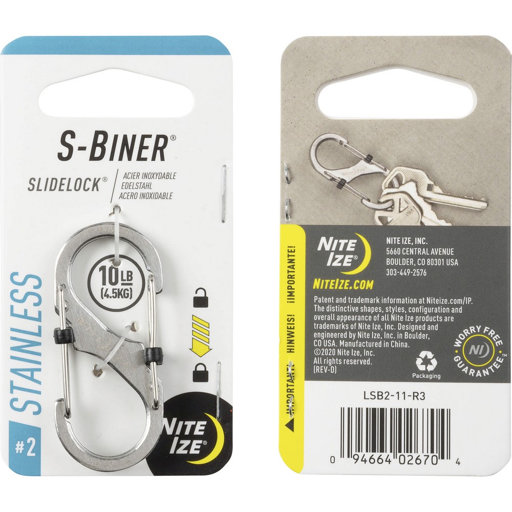 NITE Ize NI-LSB2-11-R3 Karabiner SideLock S-Biner 2 50 mm x 22 mm x 8 mm 1 2390₽