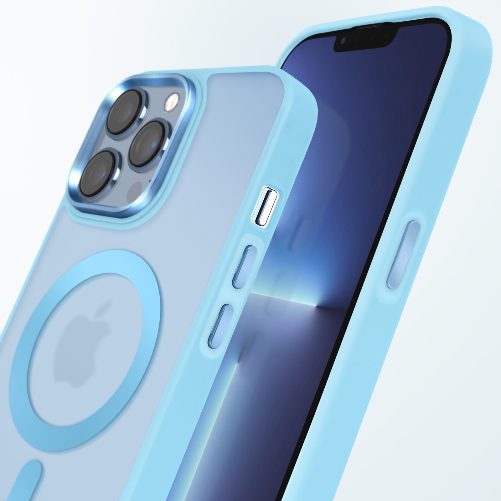 Coque iPhone 13 Pro bleu clair en finition givrée premium pour préserver le design mat - 4