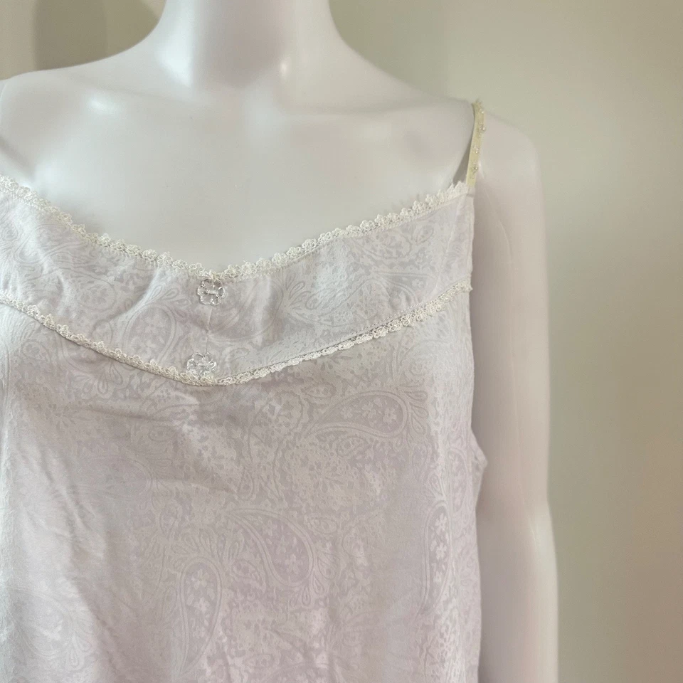 Vestido de Noche Eileen West Talla L Blanco Cachemira Algodón Correa Espagueti Delicado Femenino Foto 4 de 4