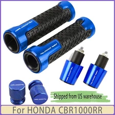 3 PCS Blue For HONDA CBR1000RR Motorcycle Handlebar Grips Bar End Cap Tire Valve