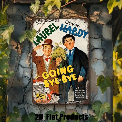 Vintage Laurel & Hardy "Going Bye-Bye" | Retro Wall Tin Metal Signs Home Décor
