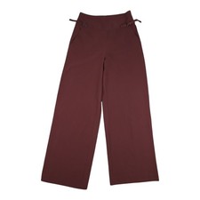 CUE Pants Womens 8 red Burgundy High Waist Wide Leg Side Buckle Dress Pant 8