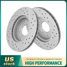 2PCS Front Drilled Disc Brake Rotors For 2004 - 2011 Honda Civic CR-Z Acura RSX