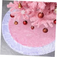 48 Inch Pink Tree Skirt Faux Fur Pastel Christmas Tree Skirt Pink and White