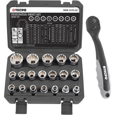STECKSCHLÜSSEL SATZ VIELZAHN TORX ZOLL WERKZEUG STECK-NÜSSE 8-32mm + KNARRE 1/2''