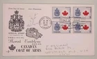 Provincial Badges, Canada Coat of Arms - Canada First Day Cover FDC (block of 4)
