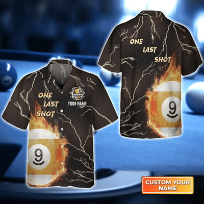 One Last Shot Billiard 9 Ball Fire Flame 3D Trendy Hawaiian Shirt