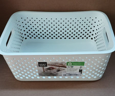Image of SmartStore Storage Basket with Handles in White 11.4L (36.5x27x15cm) | Plastic