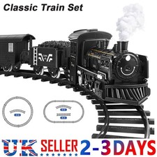 Electric Classic Train Set Rail Track Carriages Kids Vehicle Toy w Sounds Lights