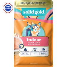 Solid Gold Indoor Dry Cat Food 12LB Grain Free Gluten Salmon Kibble Cats Health 5.83 per pound
