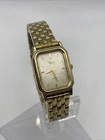 Vintage Timex 1980’s Womens Gold Tone Rectangular Watch New Battery 18MM 6.5”