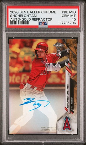 2020 BEN BALLER CHROME AUTOS GOLD REFRACTOR SHOHEI OHTANI 29/50 PSA 10 AUTO