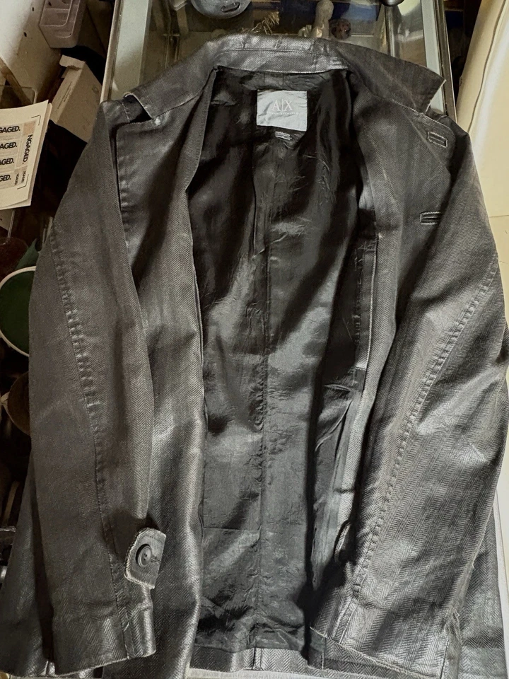 Armani Exchange Black Leather Button Up Jacket Medium - Image 4 of 4