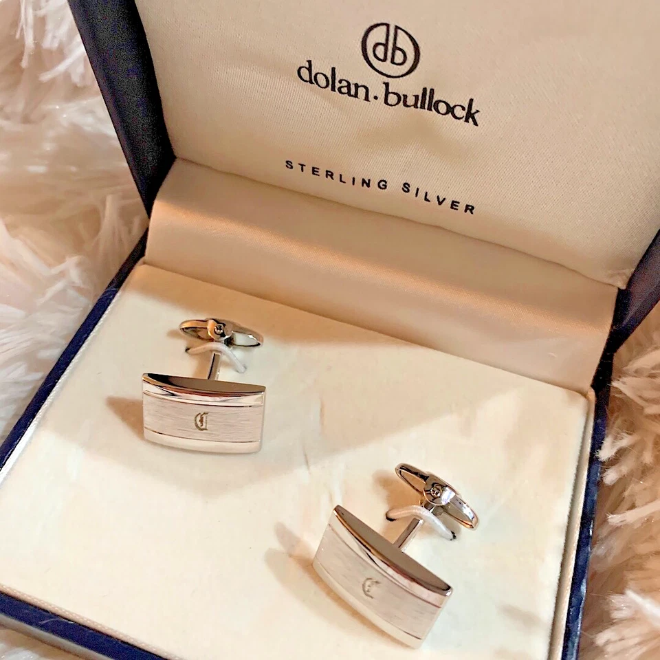 Dolan Bullock 复古纯银 925 袖扣带盒 Monogrammed 带 'C' — 第 4/4 张图片