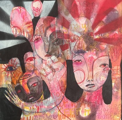 Original Raw Expression Painting  Keep It  2015 40x40cm Paper Mitsi B