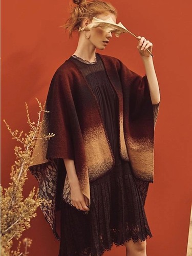 Anthropologie Wintertide Reversible Ombré Poncho Wrap - OS