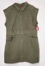 Spanx Sleeveless Utility Shirt Dress Stretch Olive Green Size 2x