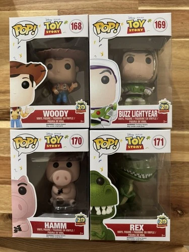 VAULTED SET - Toy Story 20th Anniversary Pop Vinyl - Woody, Buzz, Hamm and Rex