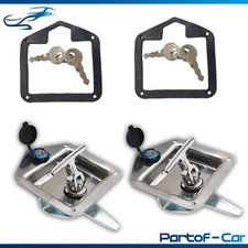Universal 2XStainless Steel Trailer Door Latch T-Handle Lock Keys 1Pair